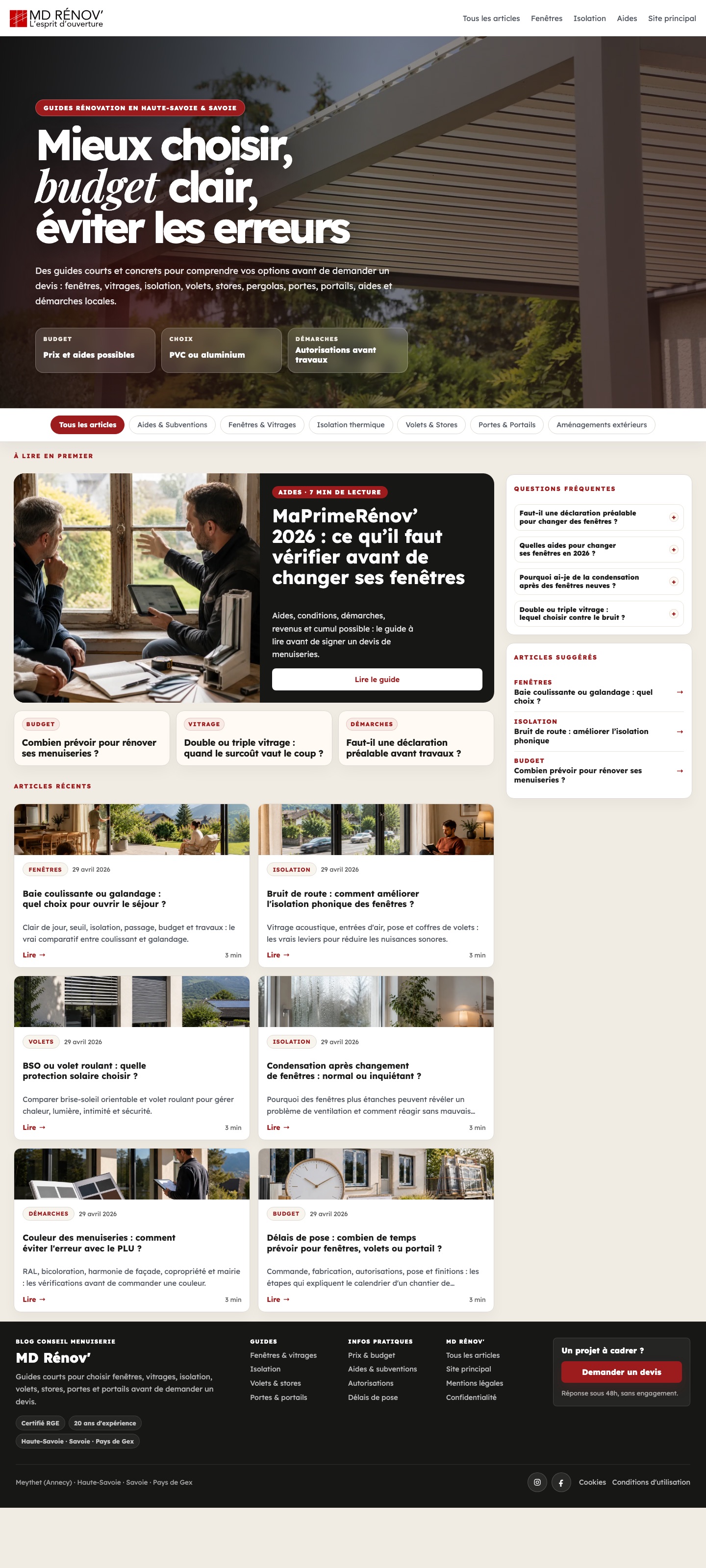 Capture longue du site Blog MD Rénov'